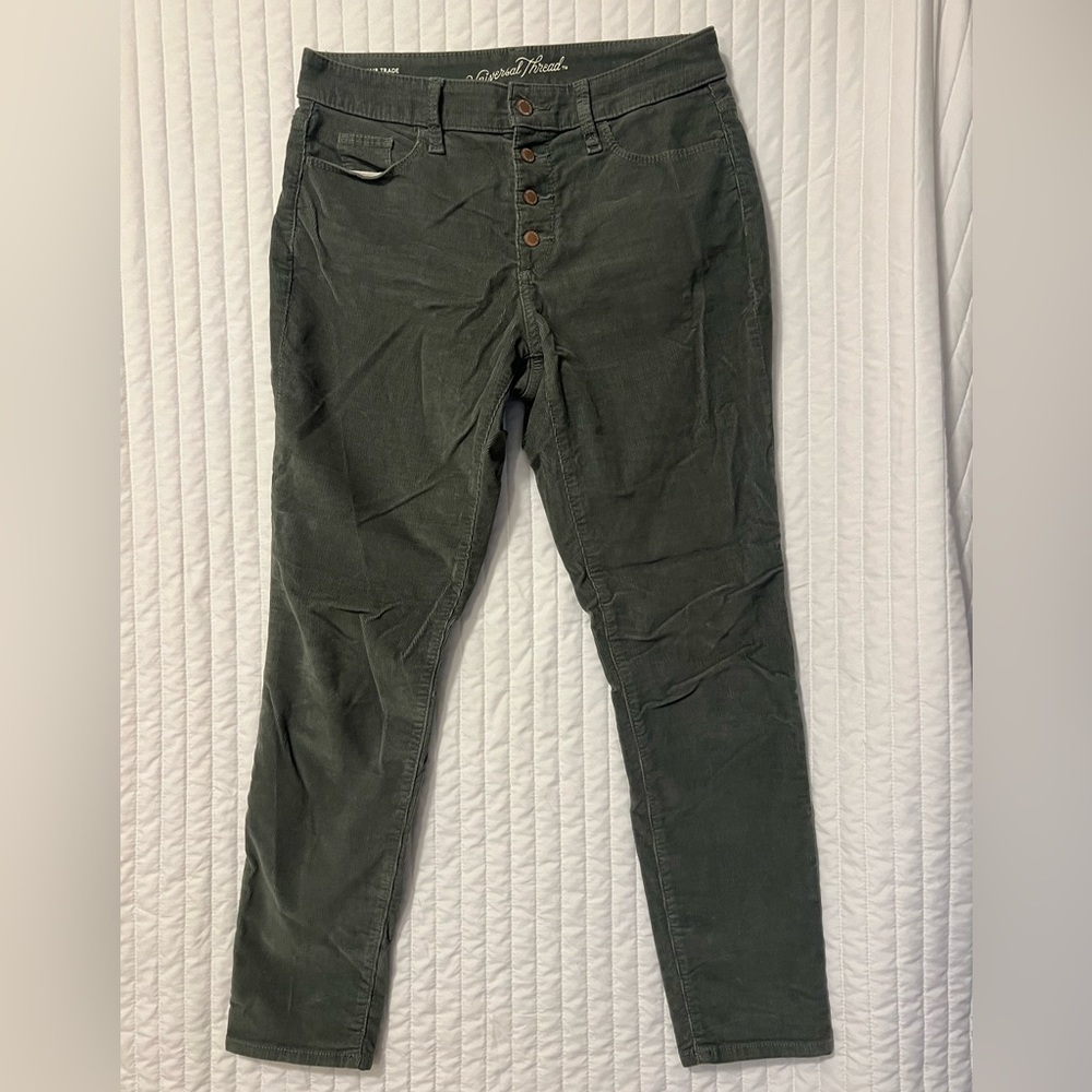 Universal Thread sage green corduroy high rise skinny women’s pants